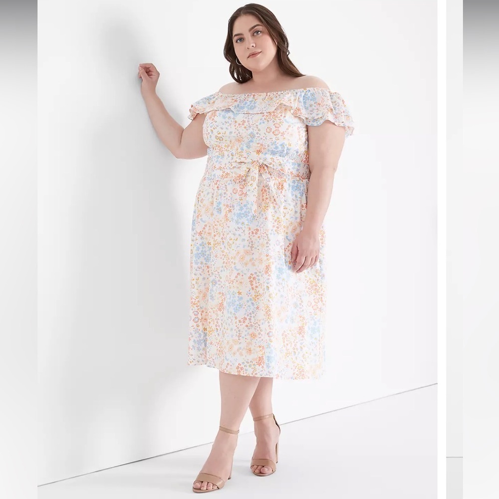 Lane Bryant Convertible Neckline Double Ruffle
Dress size 22